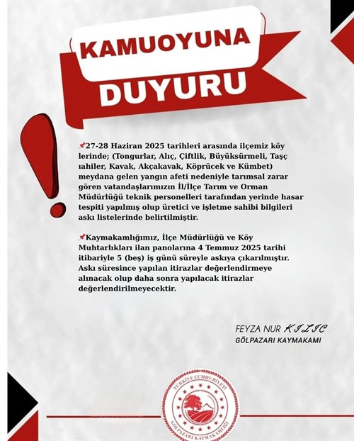 Kamuoyunun Bilgisine Sunulur !!